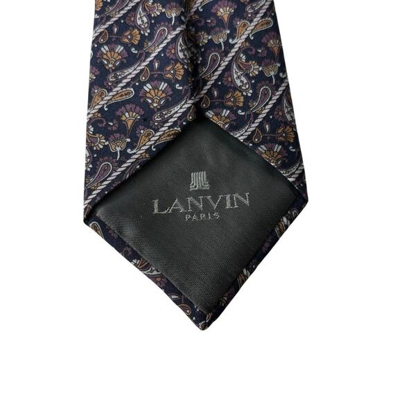 Lanvin Paris Silk Tie Black Paisley - Picture 2 of 2